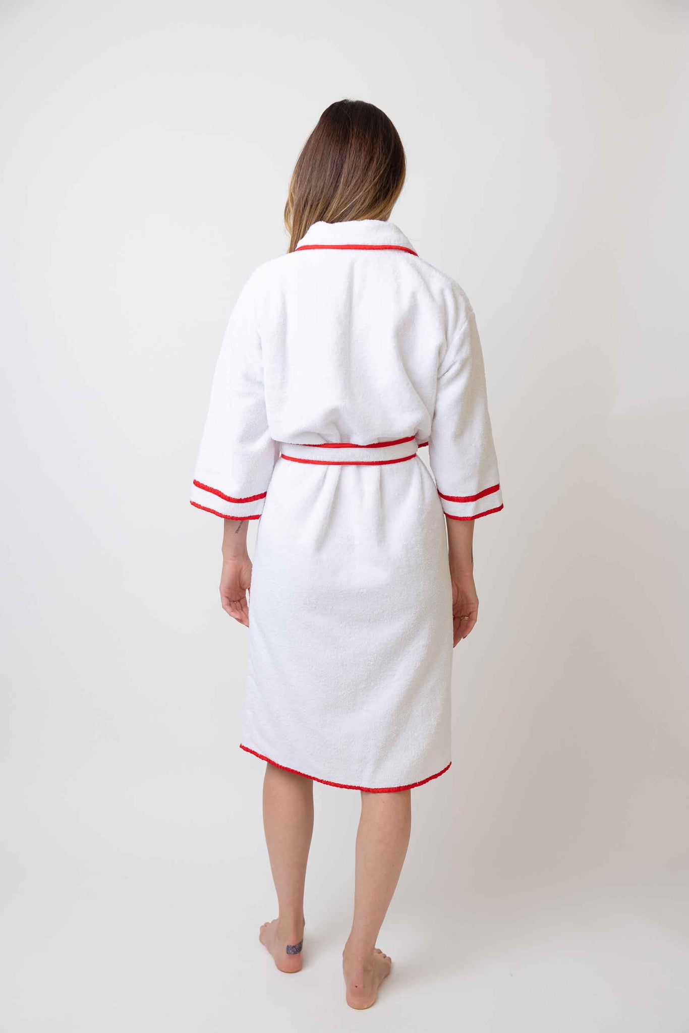The back of The Happily Eva After Collection Roberta Bathrobe