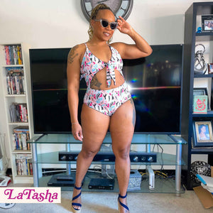 LaTasha wears The Happily Eva After Collection Reversible Heide Swimsuit