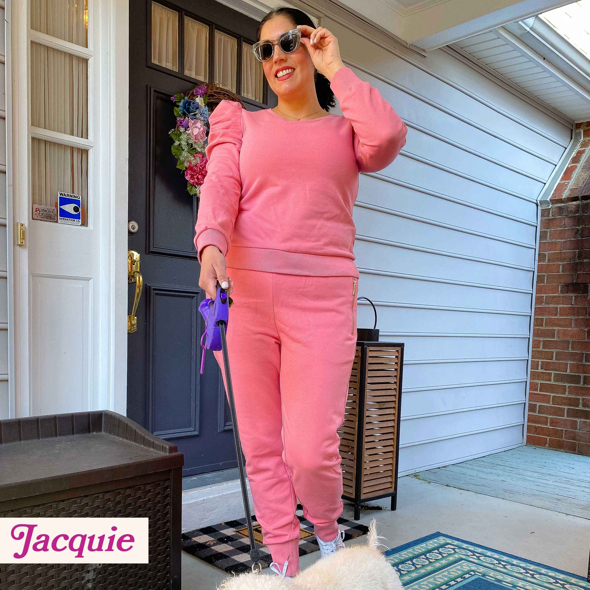 Jacquie wears The Happily Eva After Collection Ruby Sweatpants