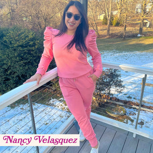 Nancy wears The Happily Eva After Collection Ruby Sweatpants